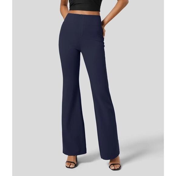 Halara Flex High Waisted Pull On Pocket Flare Casual Work Pants Blue Petite XS - Picture 5 of 7